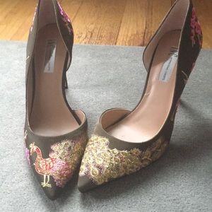 Embroidered Silk Heels